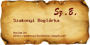 Szakonyi Boglárka névjegykártya